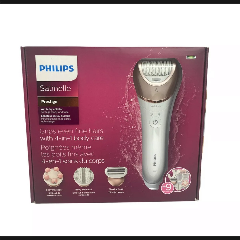 Philips Satinelle Prestige BRE648/00 Wireless Epilator 4 In 1 Kit Hair Removal